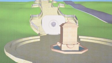 Бювет с головой льва и зона любви с богиней Венерой... Проекты реконструкции парка «Богоявленский» | Корабелов.ИНФО image 1