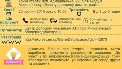 В Николаеве пройдет спортивно-партиотический квест | Корабелов.ИНФО