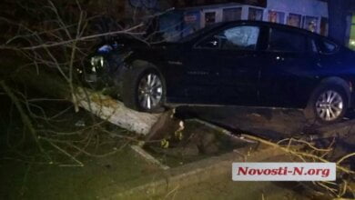 Ночью в Николаеве пьяный водитель на BMW въехал в дерево | Корабелов.ИНФО