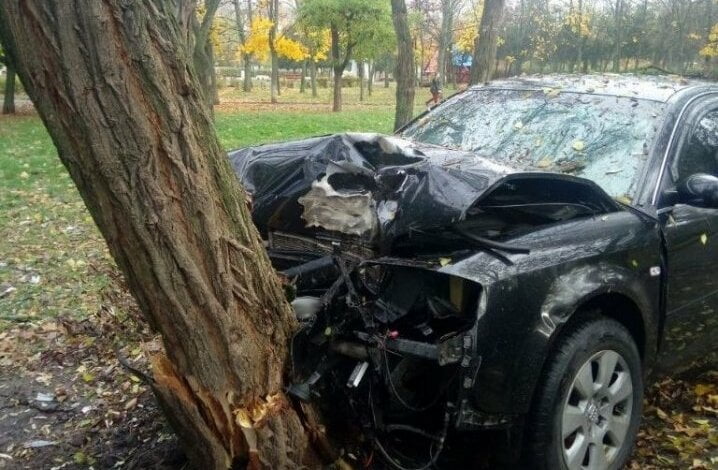 В Николаеве «Ауди» влетел в дерево — водитель скрылся на кабриолете | Корабелов.ИНФО image 1