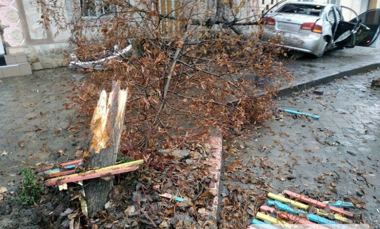 "Из-за пешехода": в Николаеве "Киа" снес дерево и врезался в дом - трое пострадавших | Корабелов.ИНФО image 3