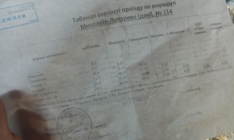цены на проезд: маршрут 114