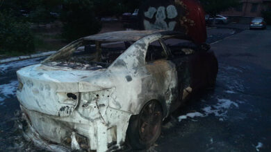 сгоревшее авто