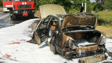 сгоревший автомобиль