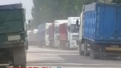 зерновозы на ул. Айвазовского в Николаеве