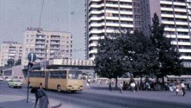 автобус-гармошка (архивное фото из ХХ века)