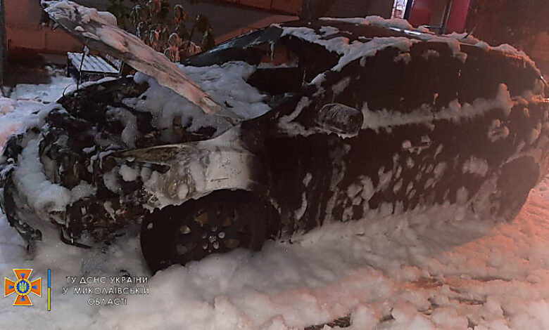 сгоревшее авто