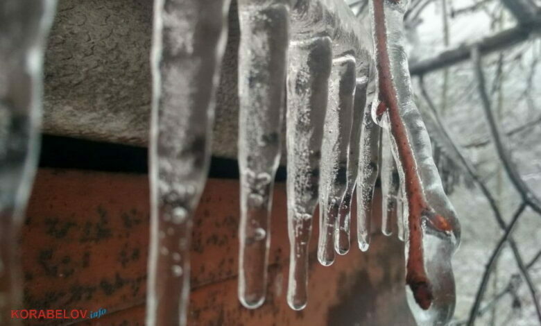 зима, сосульки