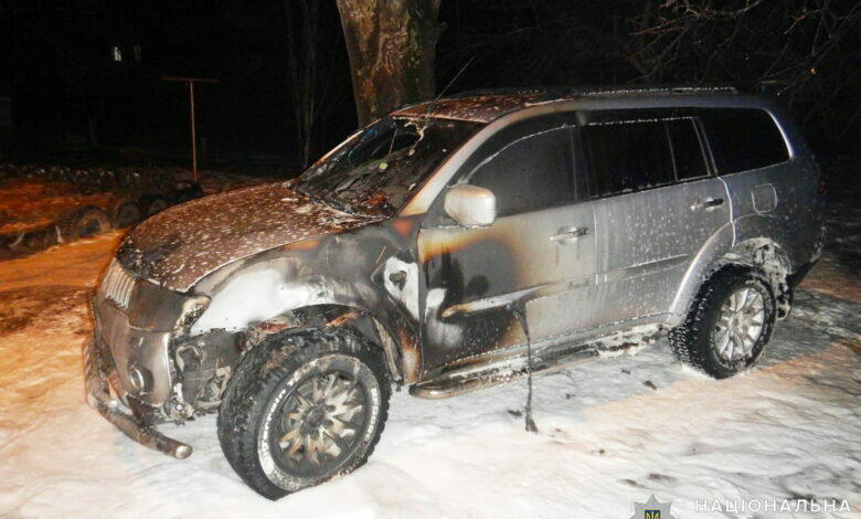 горевший Мицубиси