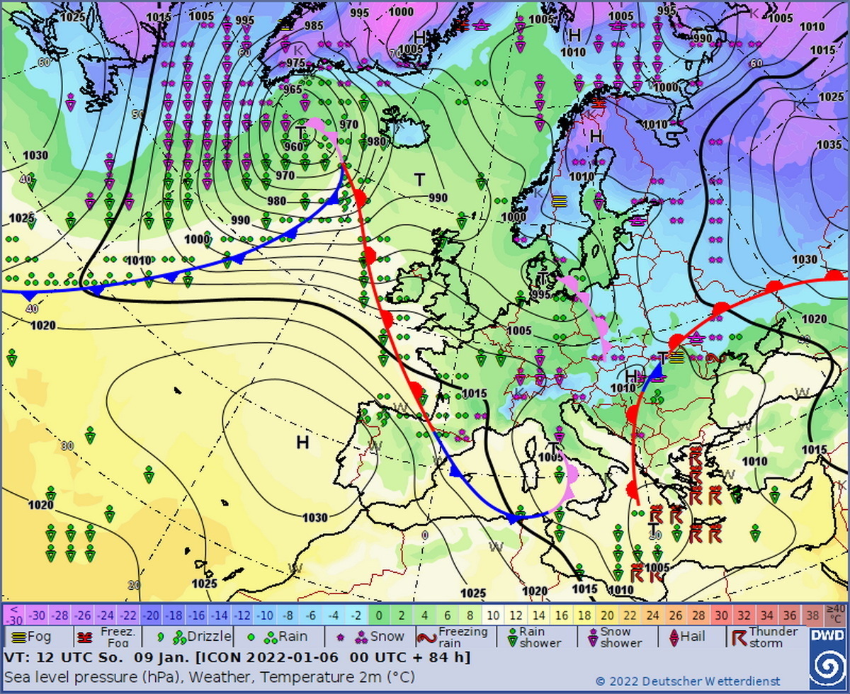 карта погоды на 9 января