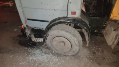 поврежденный мусоровоз