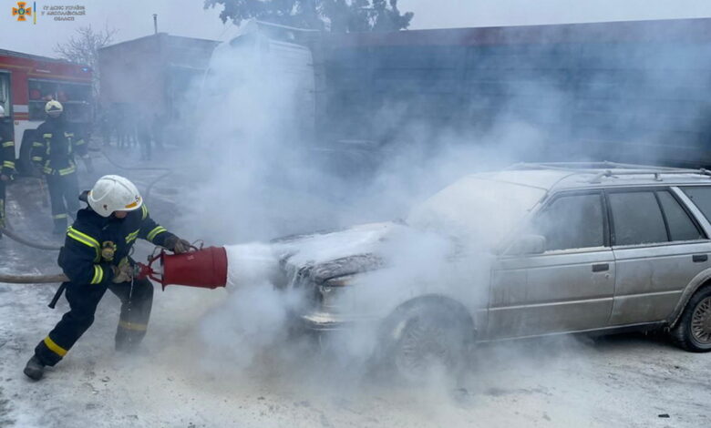 пожар автомобиля на ул. Остапа Вишни