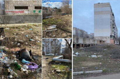 мусор, сухие ветки и прошлогодняя листва на улицах Корабельного района г. Николаева