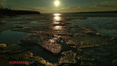 Таяние льда на лимане в Николаеве