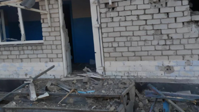 разрушенная российскими войсками школа в Шевченково