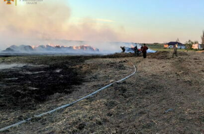 пожар после обстрелов