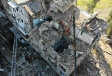 подъезд разрушенной 29.06.2022 пятиэтажки в Николаеве