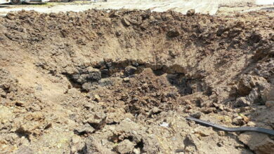 воронка в результате обстрела Николаева рашистами