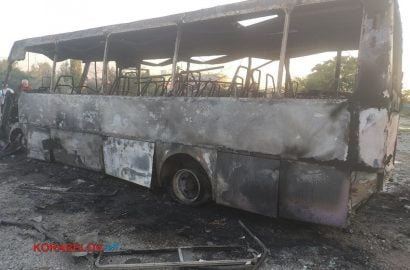 автобус сгорел: обстрел стоянки в Корабельном 23.07.22