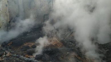 пожар на Николаевщине, вызванный вражеским обстрелом