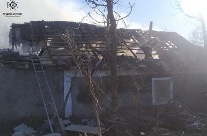 пожар, сгоревший дом, Николаевская область