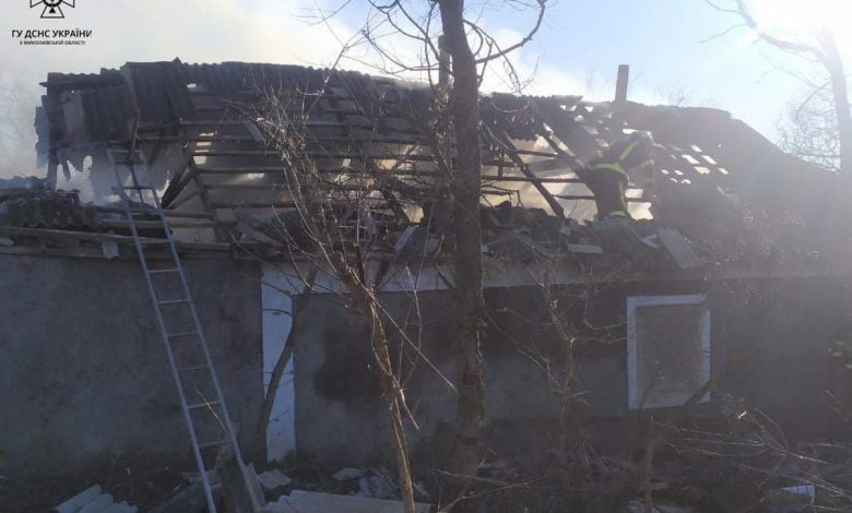 пожар, сгоревший дом, Николаевская область