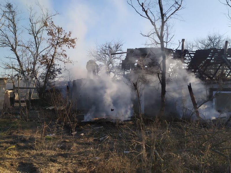 пожар, сгоревший дом, Николаевская область