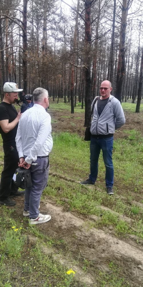 Знімальна група ВВС-TV в Галицинівський ліс