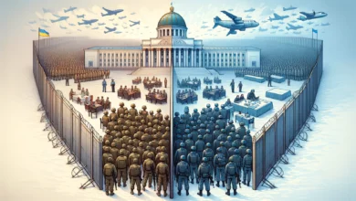 відображає розділ між народними депутатами України та загальним населенням щодо військової служби, підкреслюючи контраст у відповідальності та очікуваннях