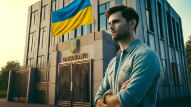 ілюстрація, що відображає зміни в порядку обслуговування чоловіків призовного віку в українських консульствах за кордоном.
