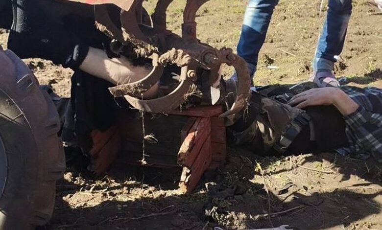 Нога потрапила до мотоблока