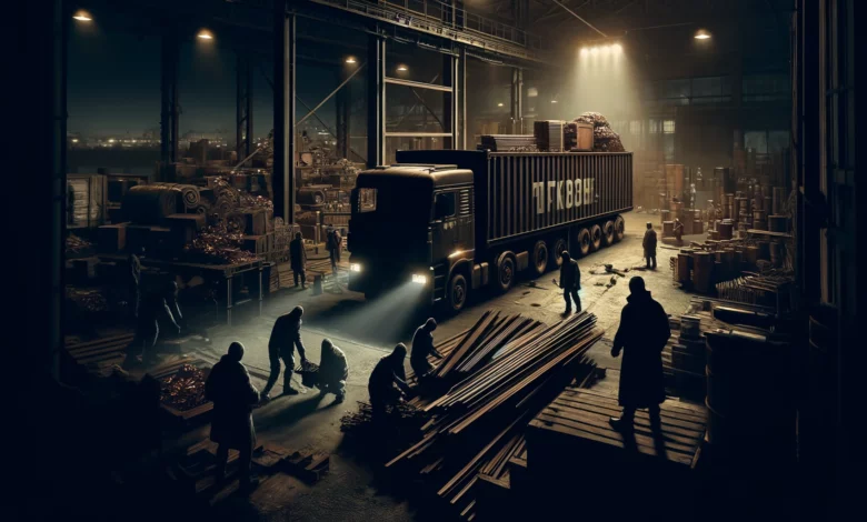 Сцена крадіжки металу на промисловому складі