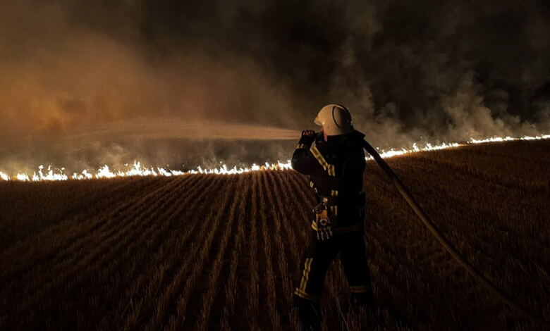 нічна пожежа на відкритій території