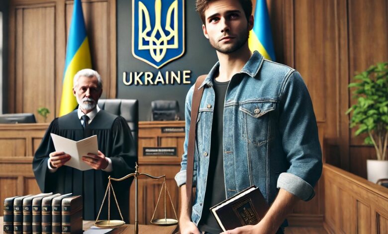 Суд над "ухилянтом"-студентом (ілюстрація від ШІ)