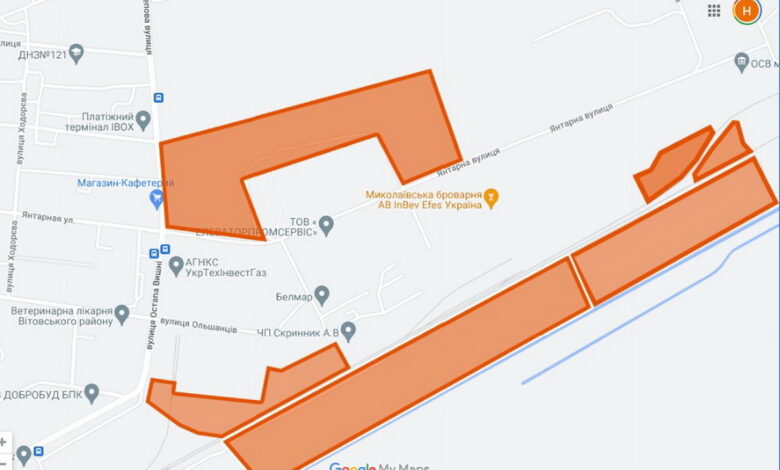 Карта з вибухонебезпечними ділянками