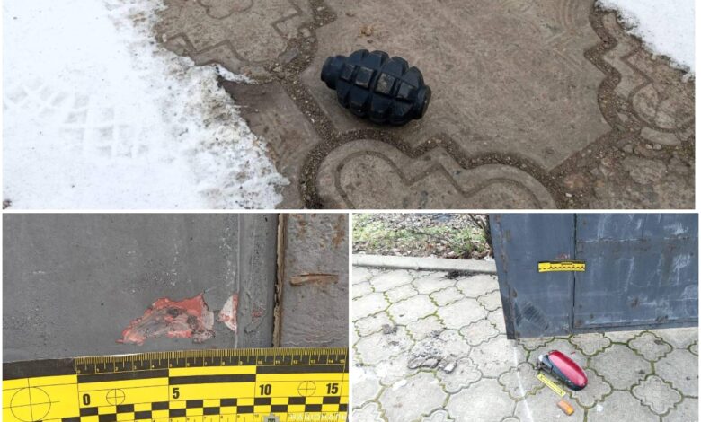 Пошкоджені ворота та граната