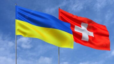 Прапори України та Швейцарії