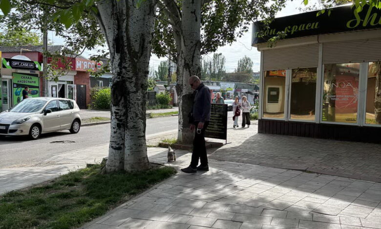 Чоловік вигулює собаку в парку "Вітовський"