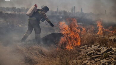 Пожежа внаслідок ракетної атаки