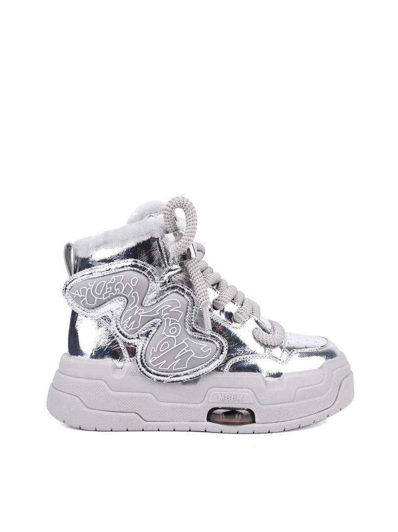 Серебряные женские ботинки