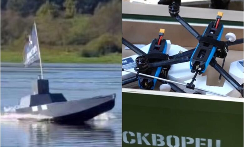 Морський дрон на оптоволокні та FPV-дрон "Скворец-ВМФ" для запуску в морі