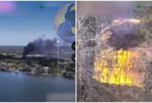 На Кінбурні горить техніка російських загарбників (скріншот Николаевский Ванёк")