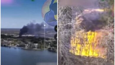 На Кінбурні горить техніка російських загарбників (скріншот Николаевский Ванёк")