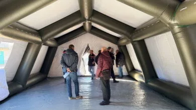 Мобільний пункт обігріву в Миколаєві (тренування з розгортання)