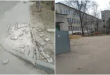 Зруйнований тротуар біля ліцею ім. О. Ольжича