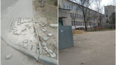 Зруйнований тротуар біля ліцею ім. О. Ольжича