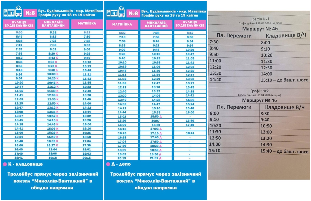 Розклад транспорту на поминальні дні