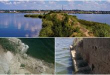 Острів Батарея (вид в бік Широкої Балки); залишки оборонних споруд на острові (Facebook Ірина Івкова)