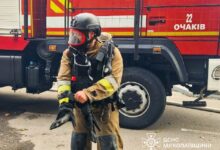 Пожежа в Очакові внаслідок атаки безпілотників