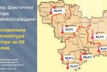 мапа температур Миколаївський обласний центр з гідрометеорології